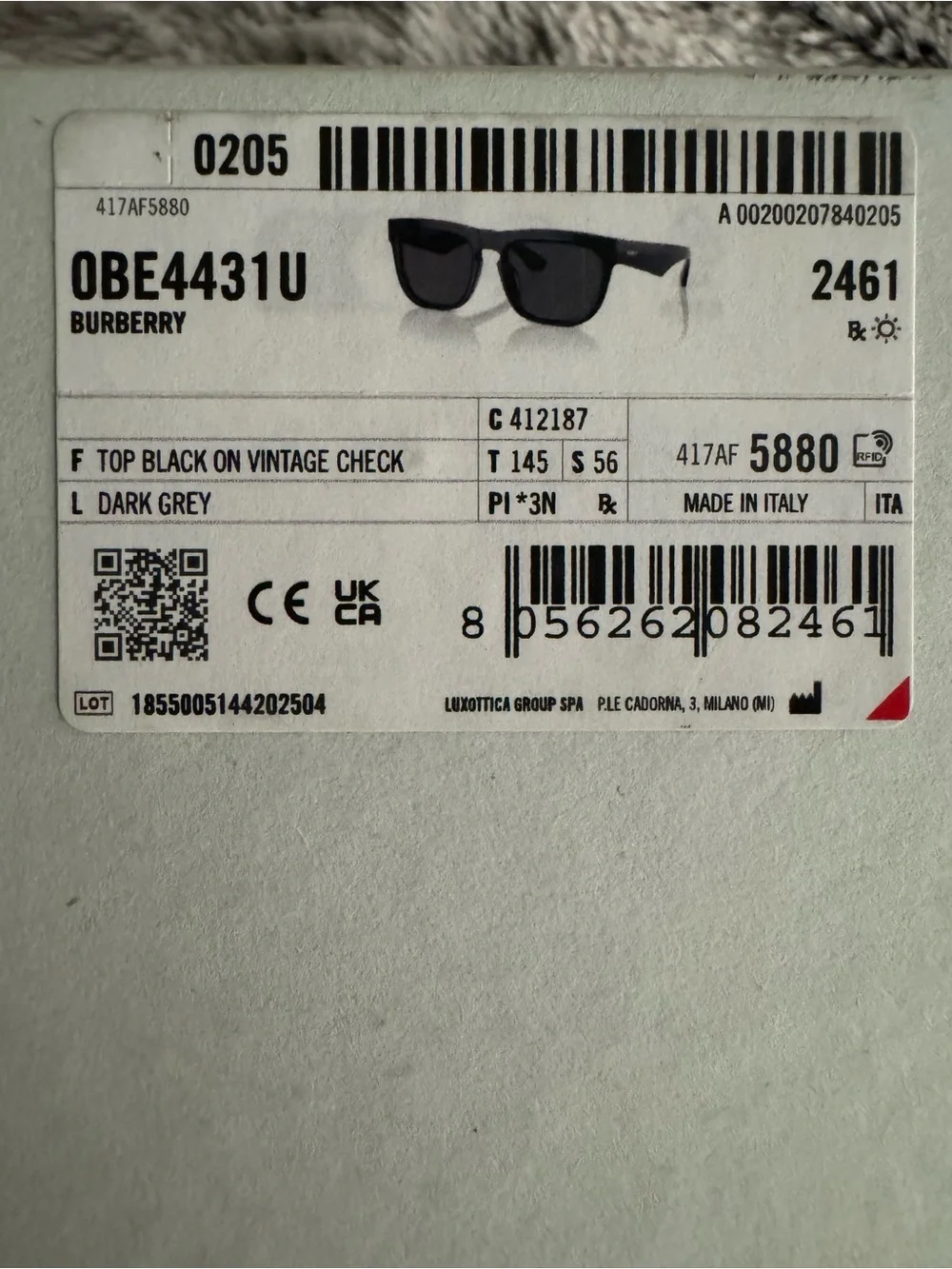 Burberry Black Tortoiseshell Frame Sunglasses
